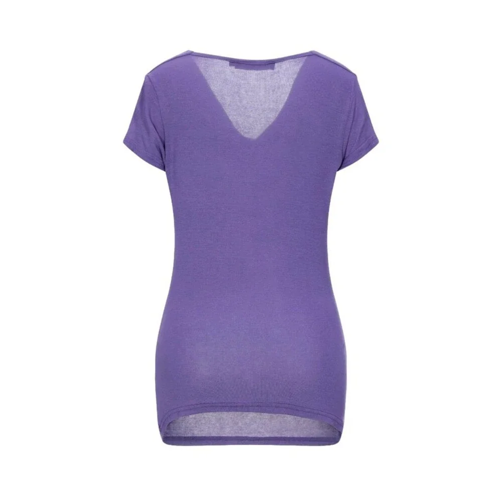 New SANDRO FERRONE Womens Purple Cowl Neck Tee-Shirt Soft Top Sz M Made in Italy - Picture 2 of 10